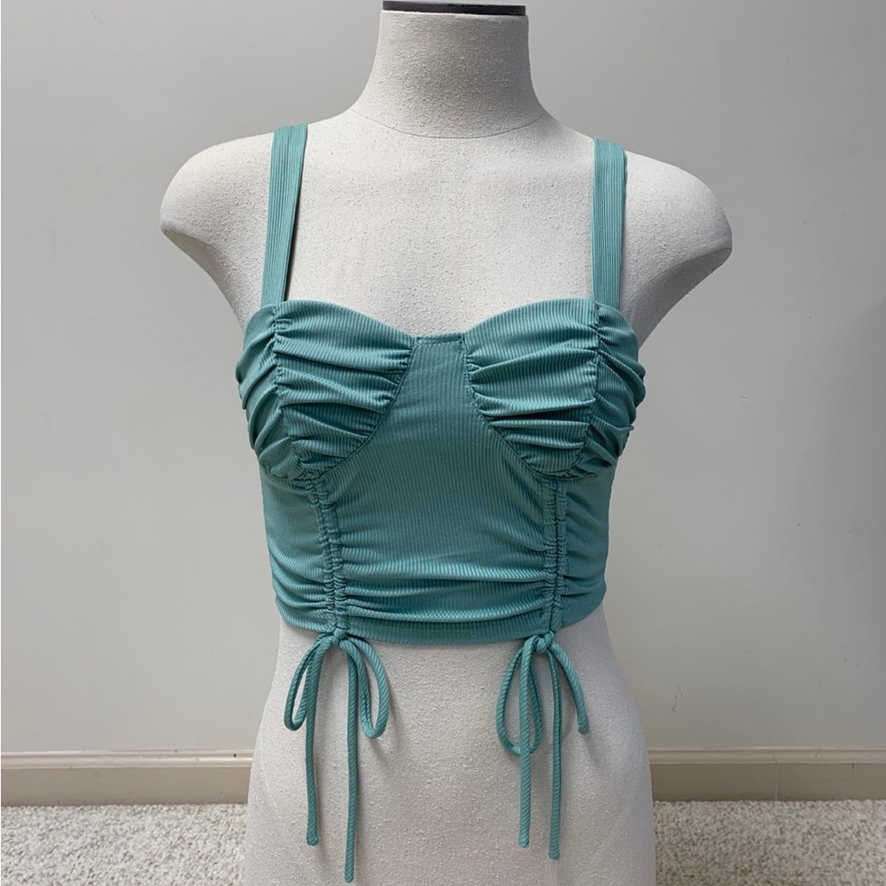 Forever 21 Green Cinched Bustier Tank Top